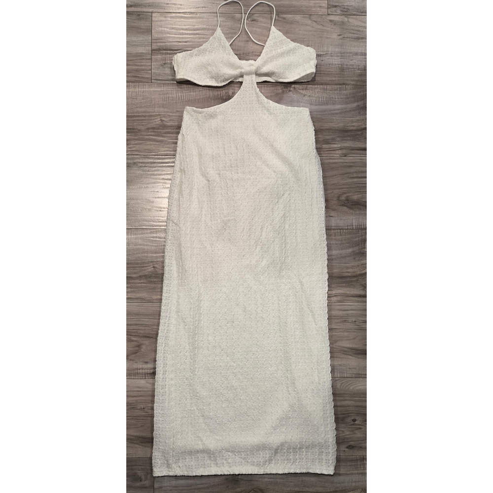 SHEIN White Textured Cut-Out Maxi Dress